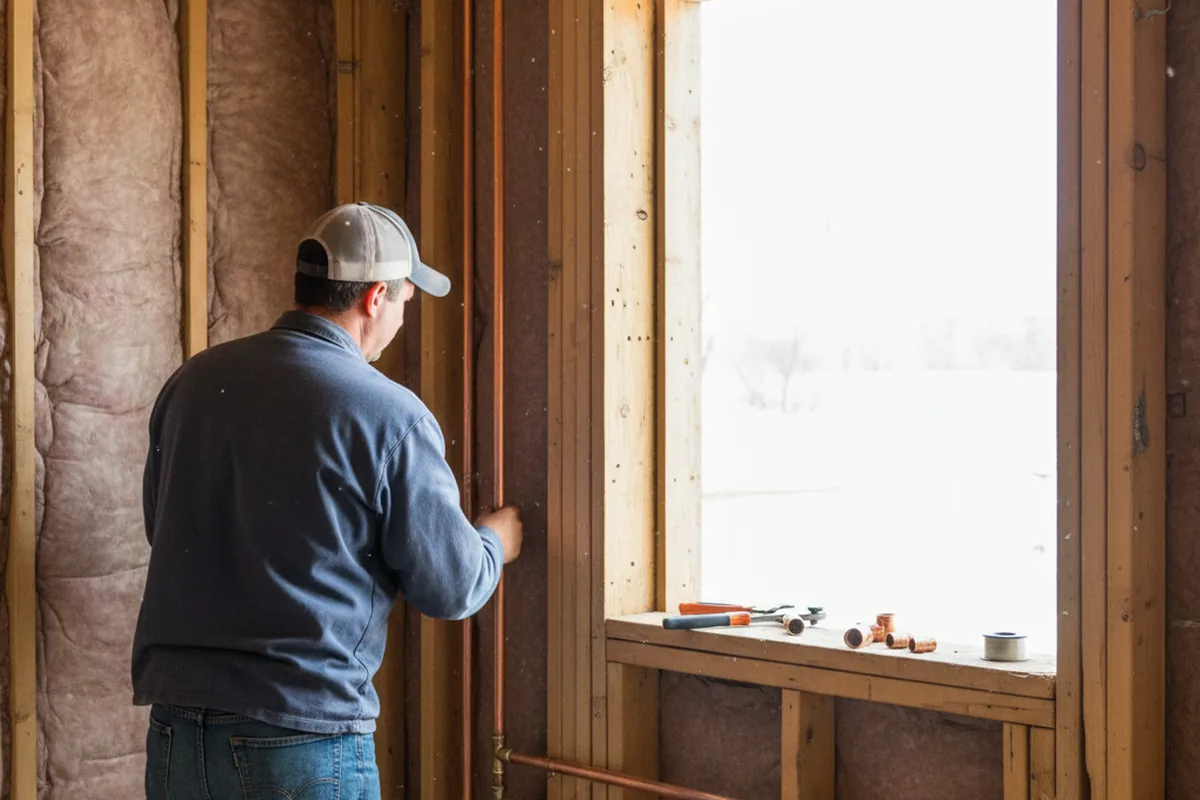 Licensed plumber running new copper supply lines in a Trinity home
