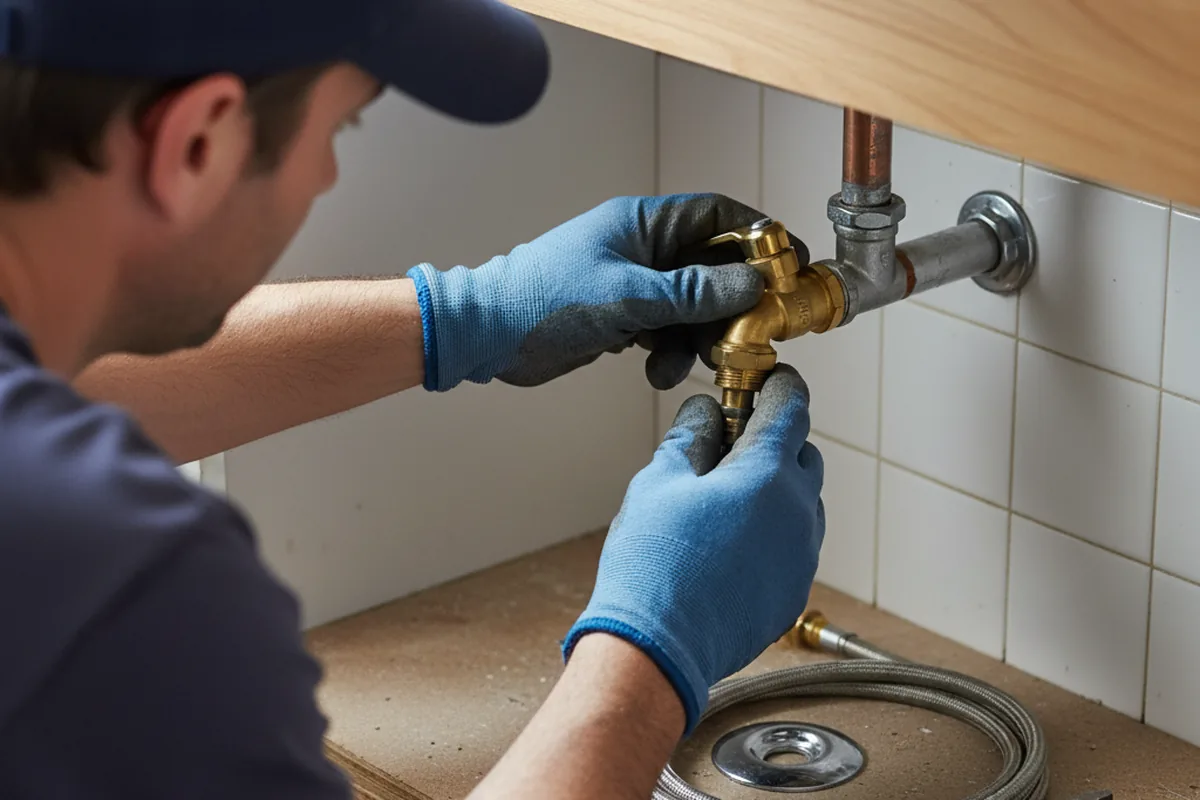 Shutoff valve and fitting work during Emergency Plumbing in Trinity
